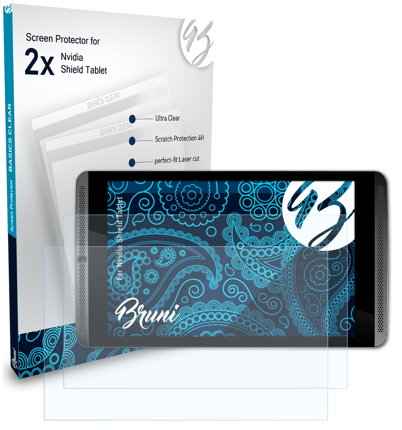 BRUNI 2x Nvidia Shield Schutzfolie(für Tablet) Basics-Clear