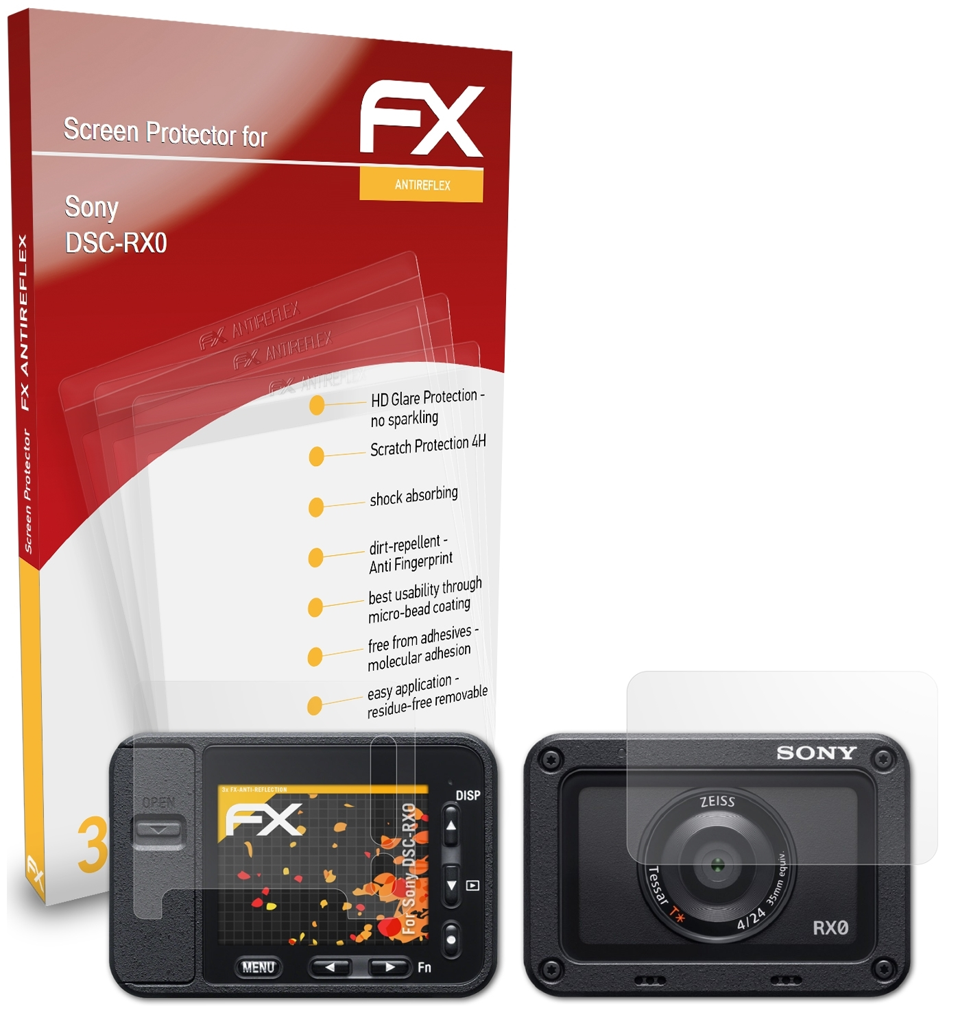 3x FX-Antireflex Displayschutz(für ATFOLIX DSC-RX0) Sony