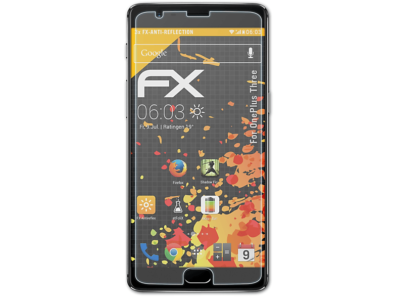 ATFOLIX Displayschutz(für OnePlus 3x Three) FX-Antireflex