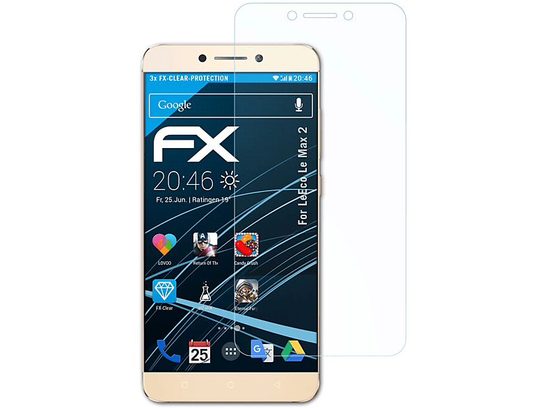 Max 3x Le FX-Clear 2) LeEco Displayschutz(für ATFOLIX