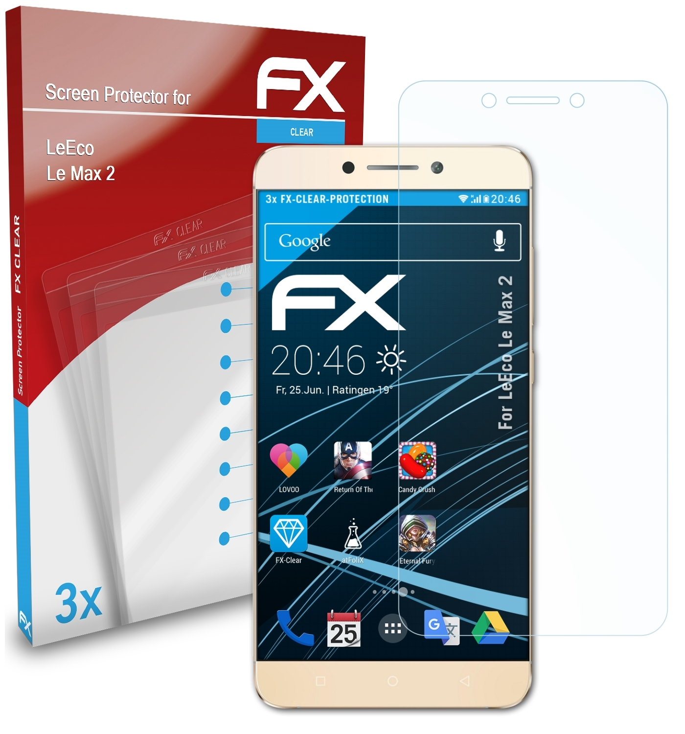 ATFOLIX 3x FX-Clear Displayschutz(für LeEco Le 2) Max
