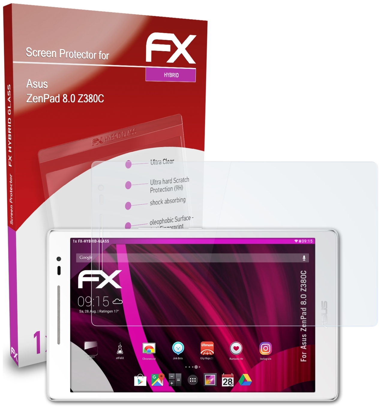 8.0 FX-Hybrid-Glass Asus ZenPad (Z380C)) Schutzglas(für ATFOLIX