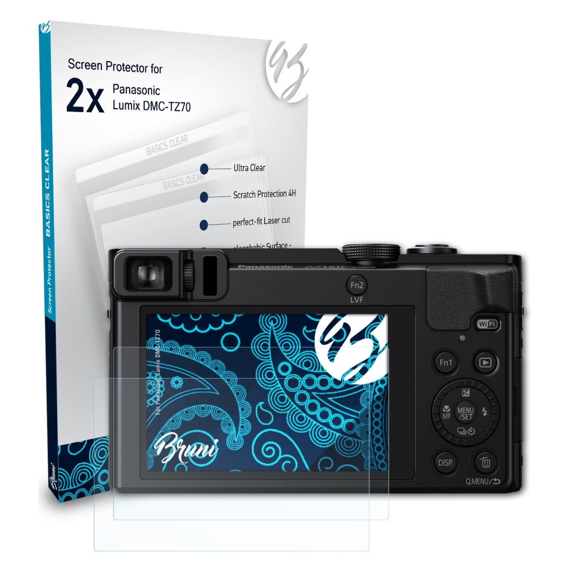 Basics-Clear 2x Panasonic Schutzfolie(für BRUNI Lumix DMC-TZ70)