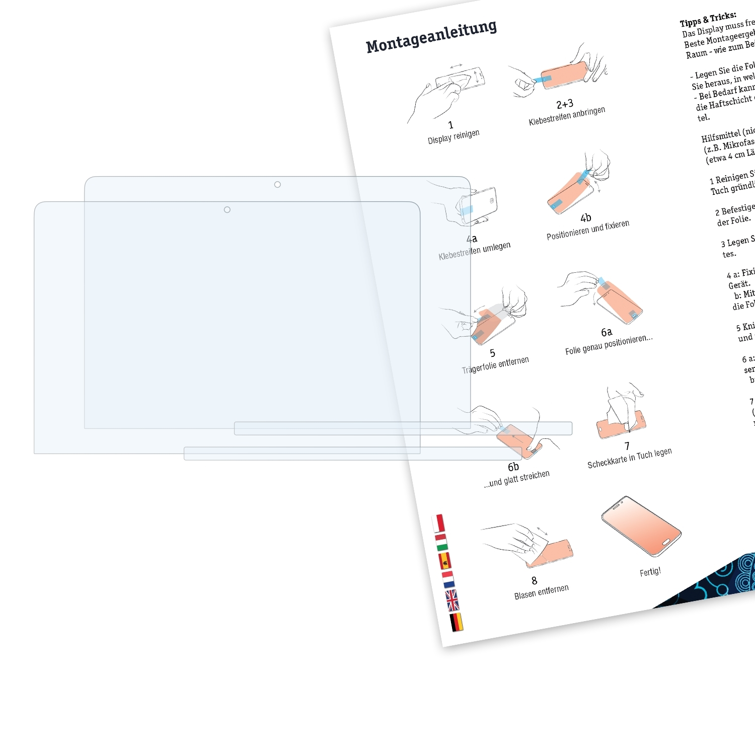 Basics-Clear 13 MacBook 2x Bar)) Pro Schutzfolie(für (incl. 2016 Apple Touch BRUNI inch