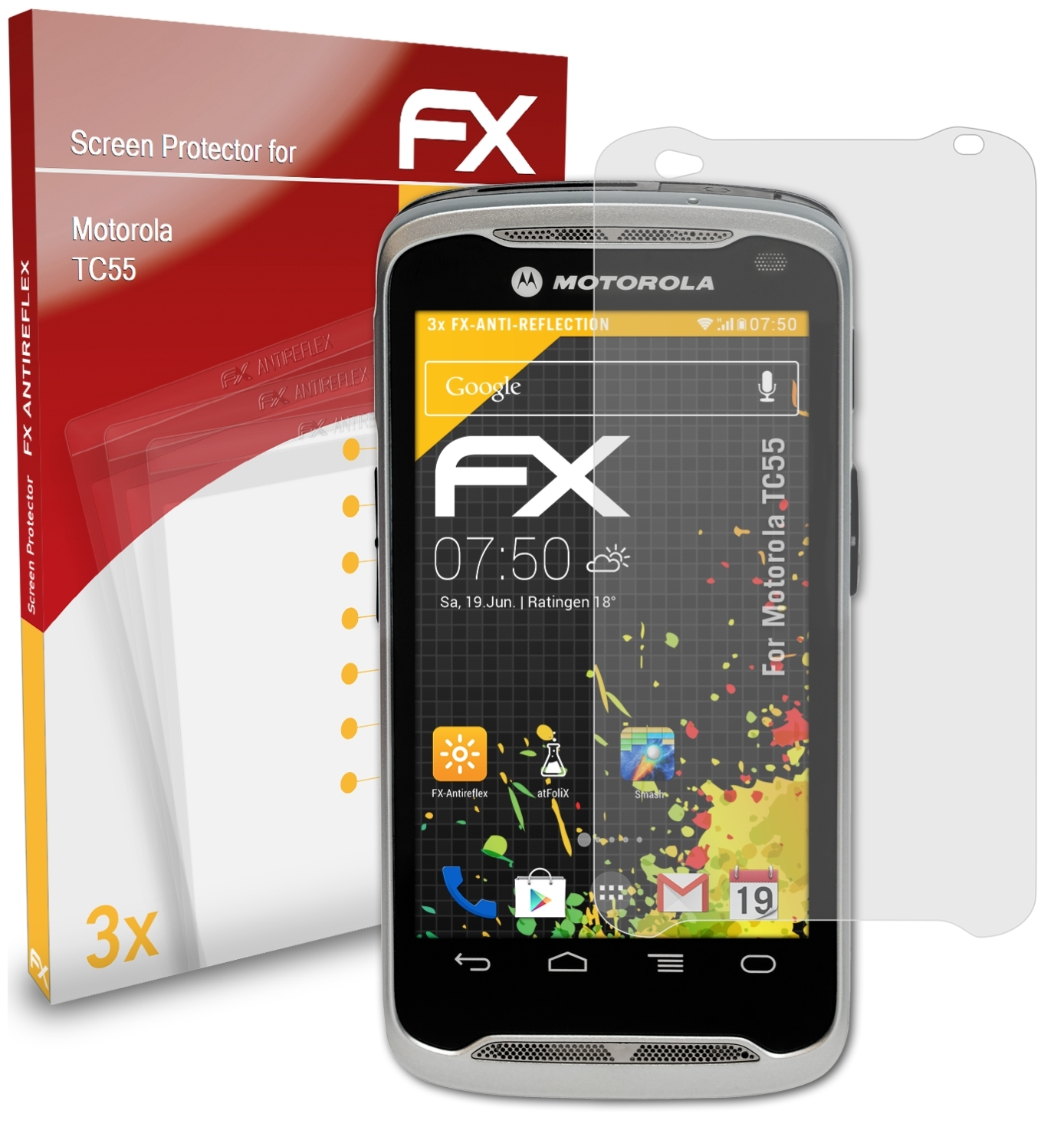 ATFOLIX 3x FX-Antireflex TC55) Displayschutz(für Motorola