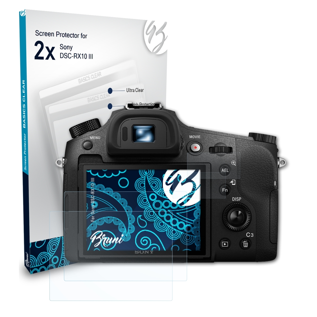 BRUNI 2x Basics-Clear Schutzfolie(für III) Sony DSC-RX10