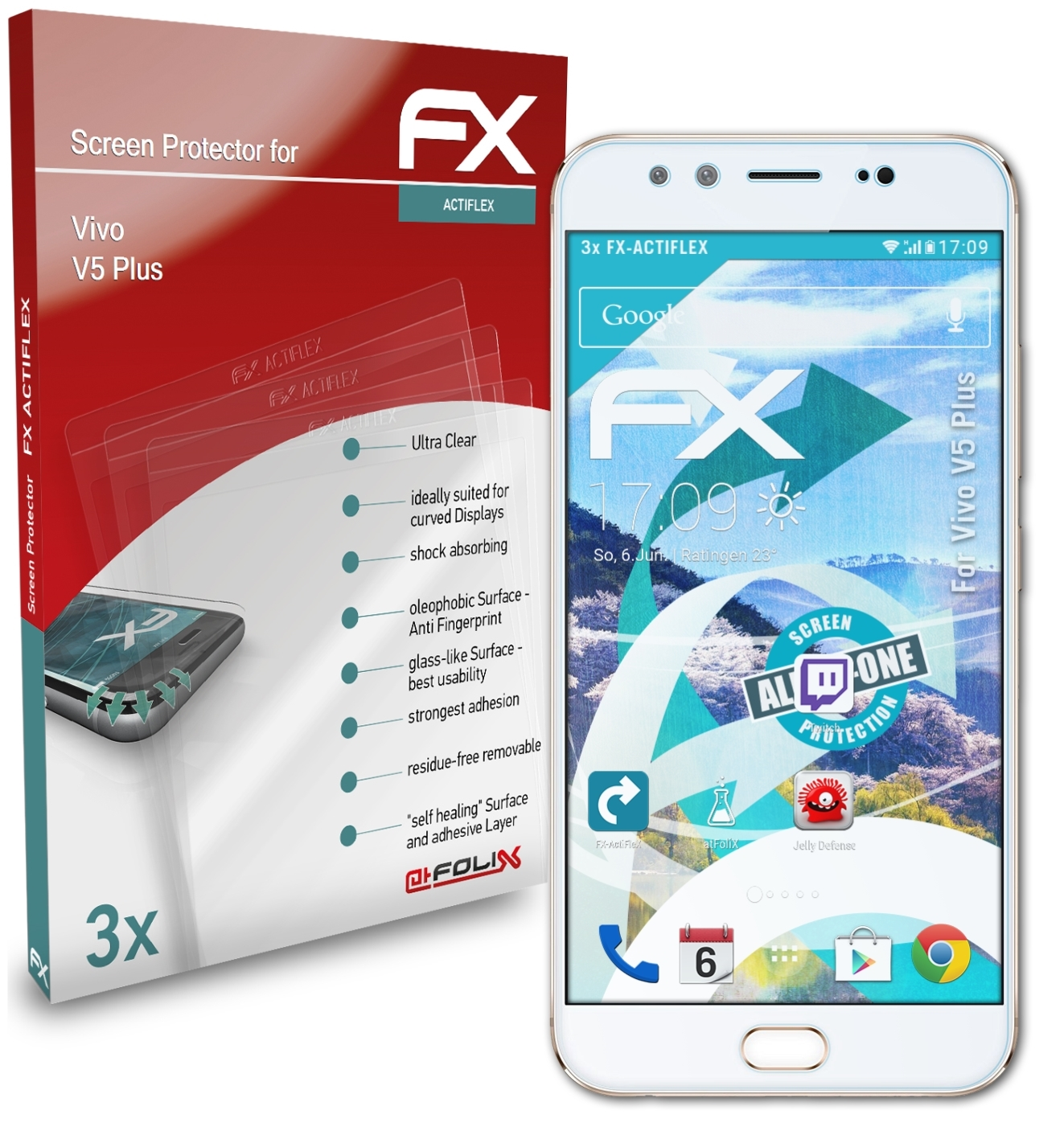 Displayschutz(für V5 3x ATFOLIX FX-ActiFleX Plus) Vivo