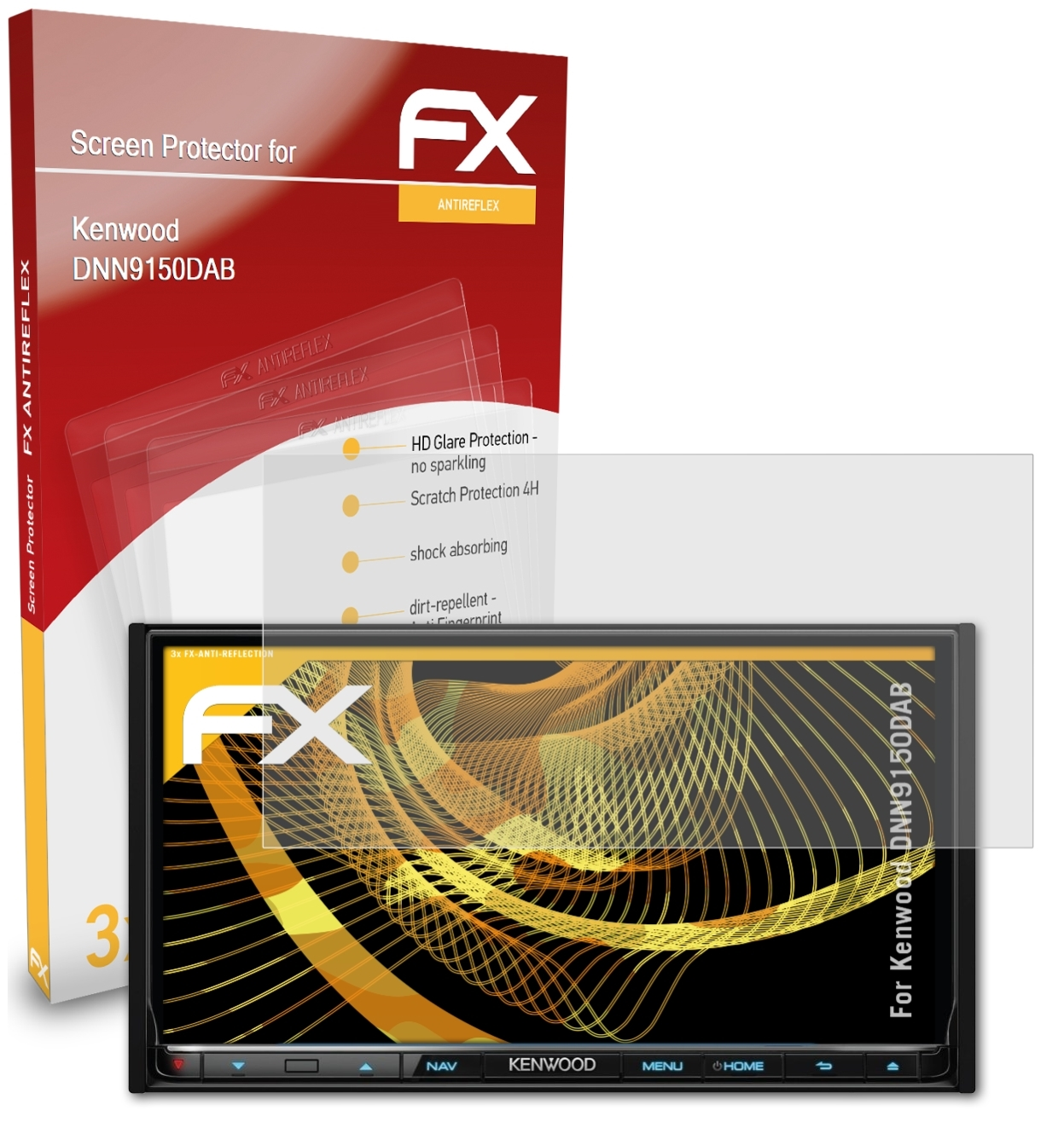 ATFOLIX 3x FX-Antireflex Displayschutz(für Kenwood DNN9150DAB)