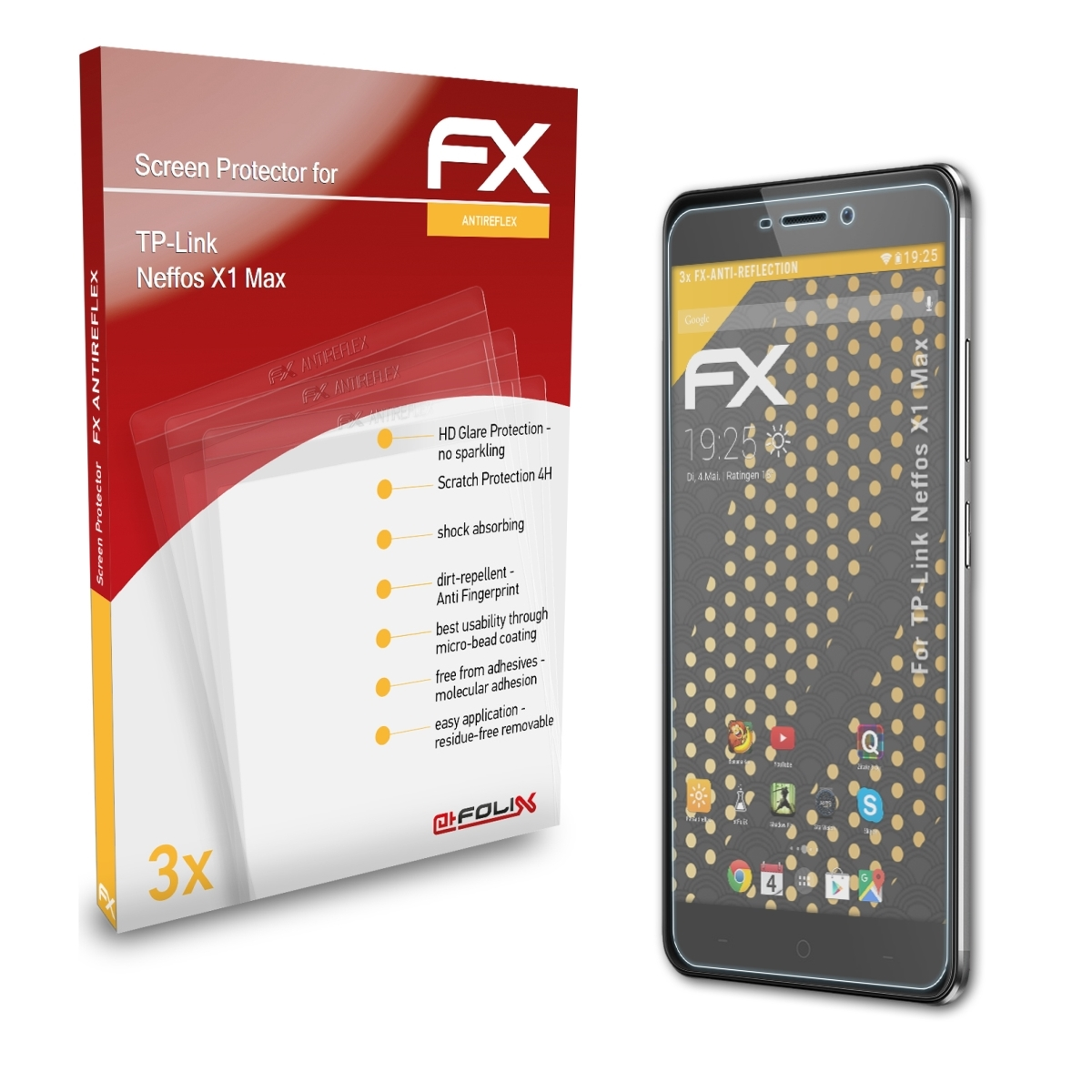 TP-Link Max) ATFOLIX X1 3x FX-Antireflex Displayschutz(für Neffos