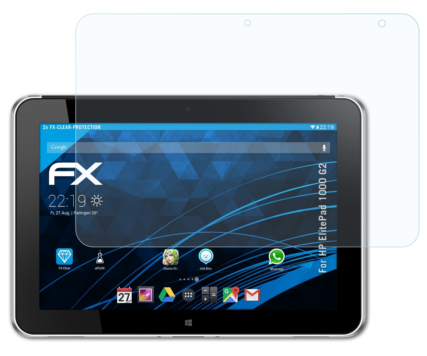 ATFOLIX 2x FX-Clear Displayschutz(für HP 1000 ElitePad G2)