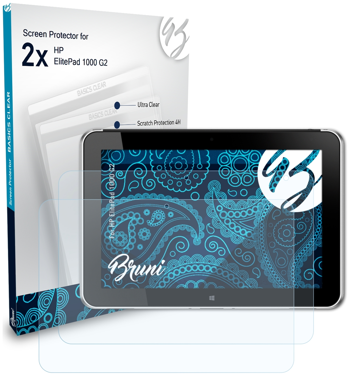 BRUNI 2x Basics-Clear Schutzfolie(für ElitePad HP G2) 1000