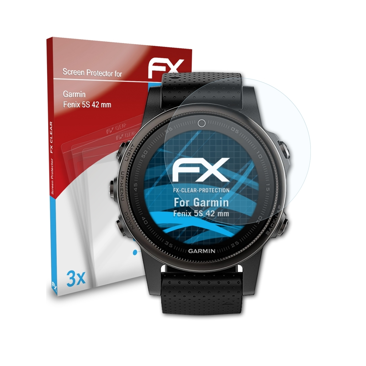 3x ATFOLIX 5S Fenix (42 Garmin mm)) FX-Clear Displayschutz(für