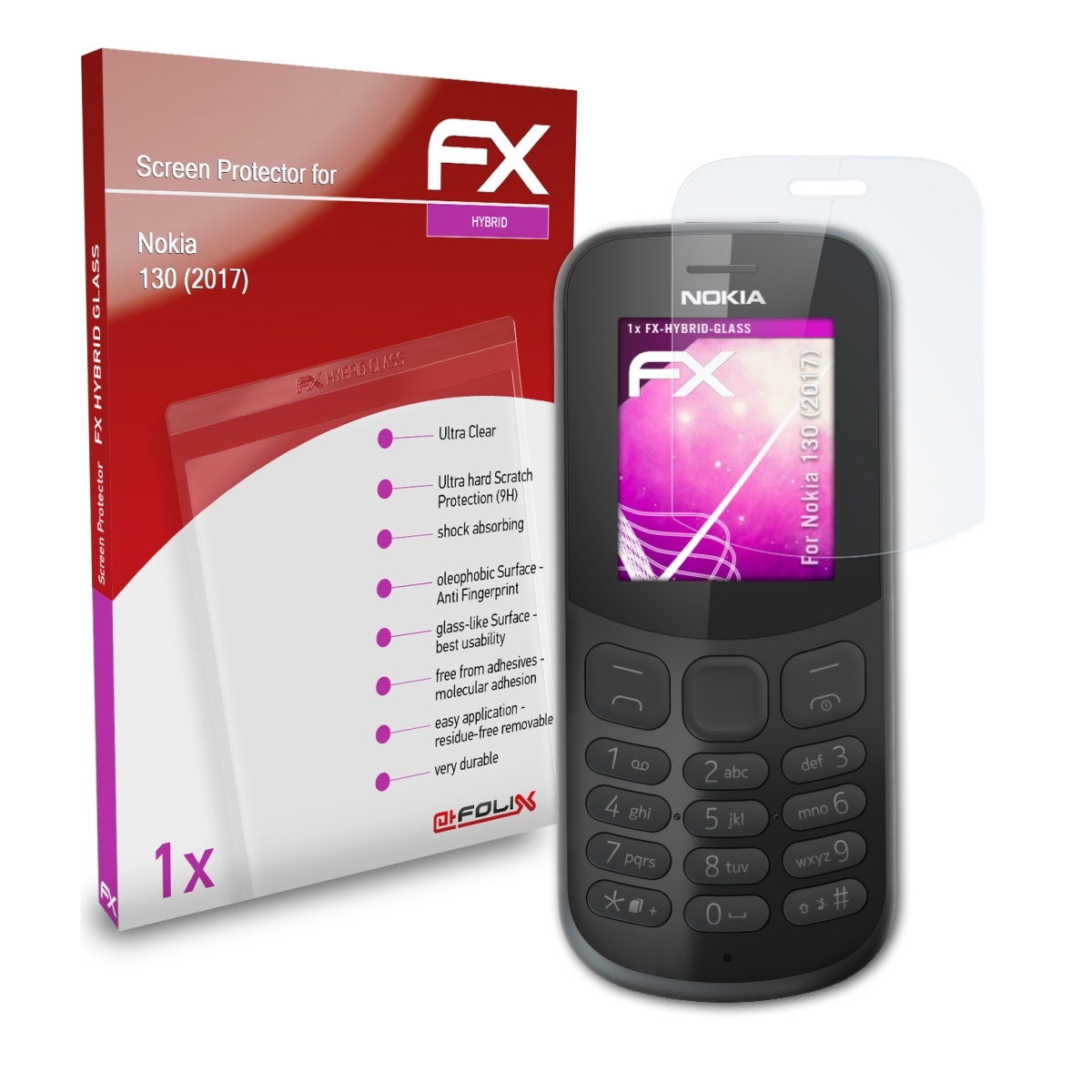 FX-Hybrid-Glass 130 (2017)) Nokia ATFOLIX Schutzglas(für