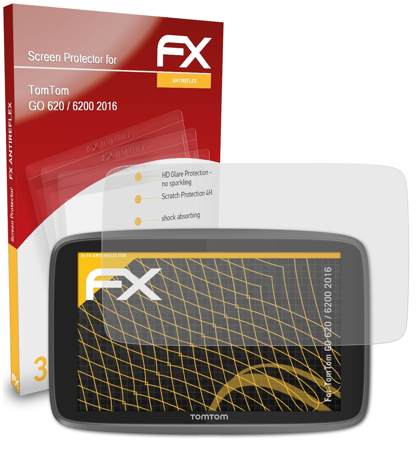 ATFOLIX 3x FX-Antireflex Displayschutz(für TomTom 6200 / (2016)) 620 GO