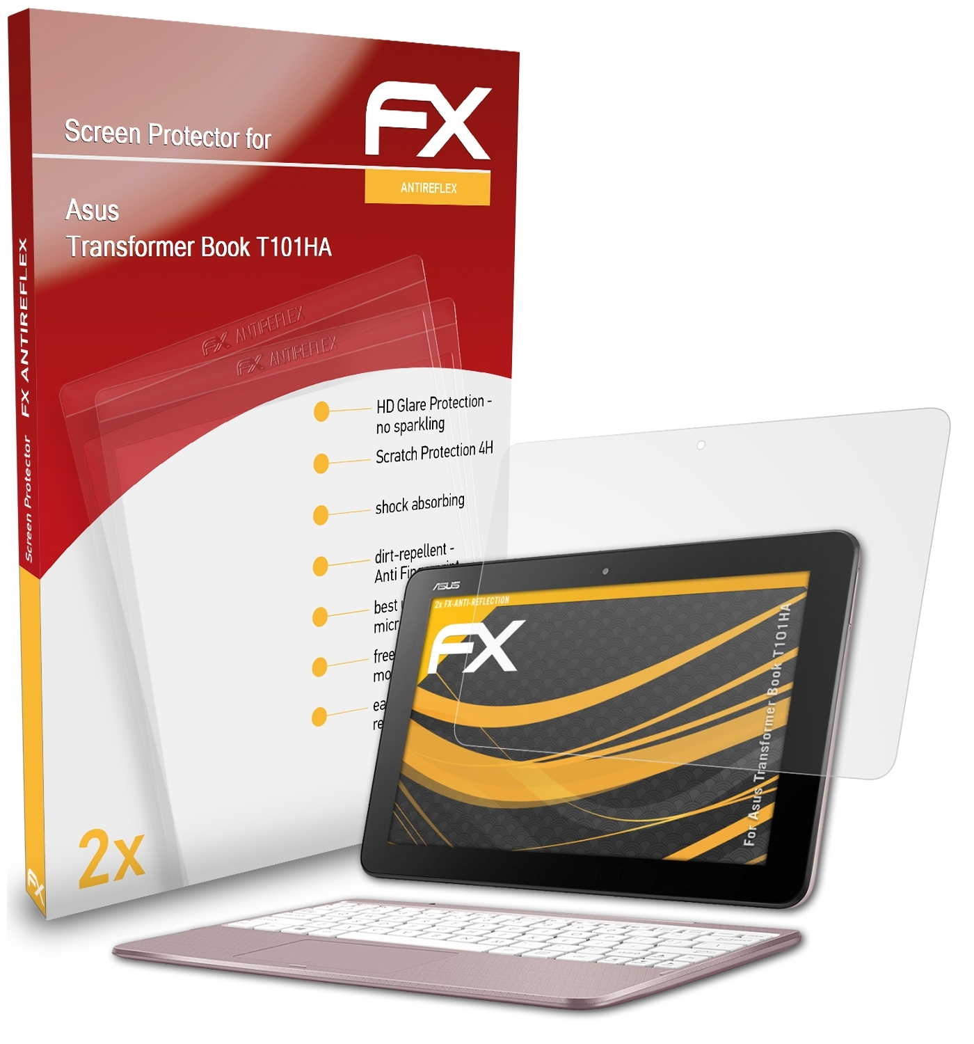 ATFOLIX 2x FX-Antireflex Displayschutz(für Book Transformer T101HA) Asus