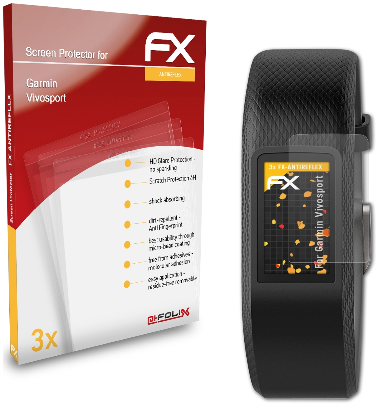 ATFOLIX 3x FX-Antireflex Vivosport) Garmin Displayschutz(für