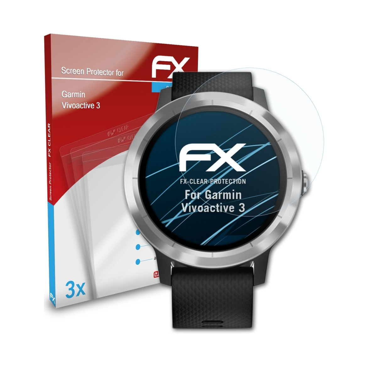 ATFOLIX 3x FX-Clear Displayschutz(für Garmin Vivoactive 3)