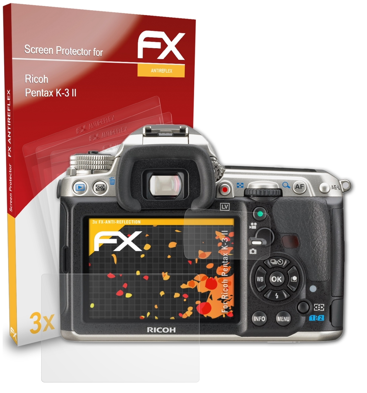 ATFOLIX 3x FX-Antireflex Ricoh Displayschutz(für Pentax II) K-3