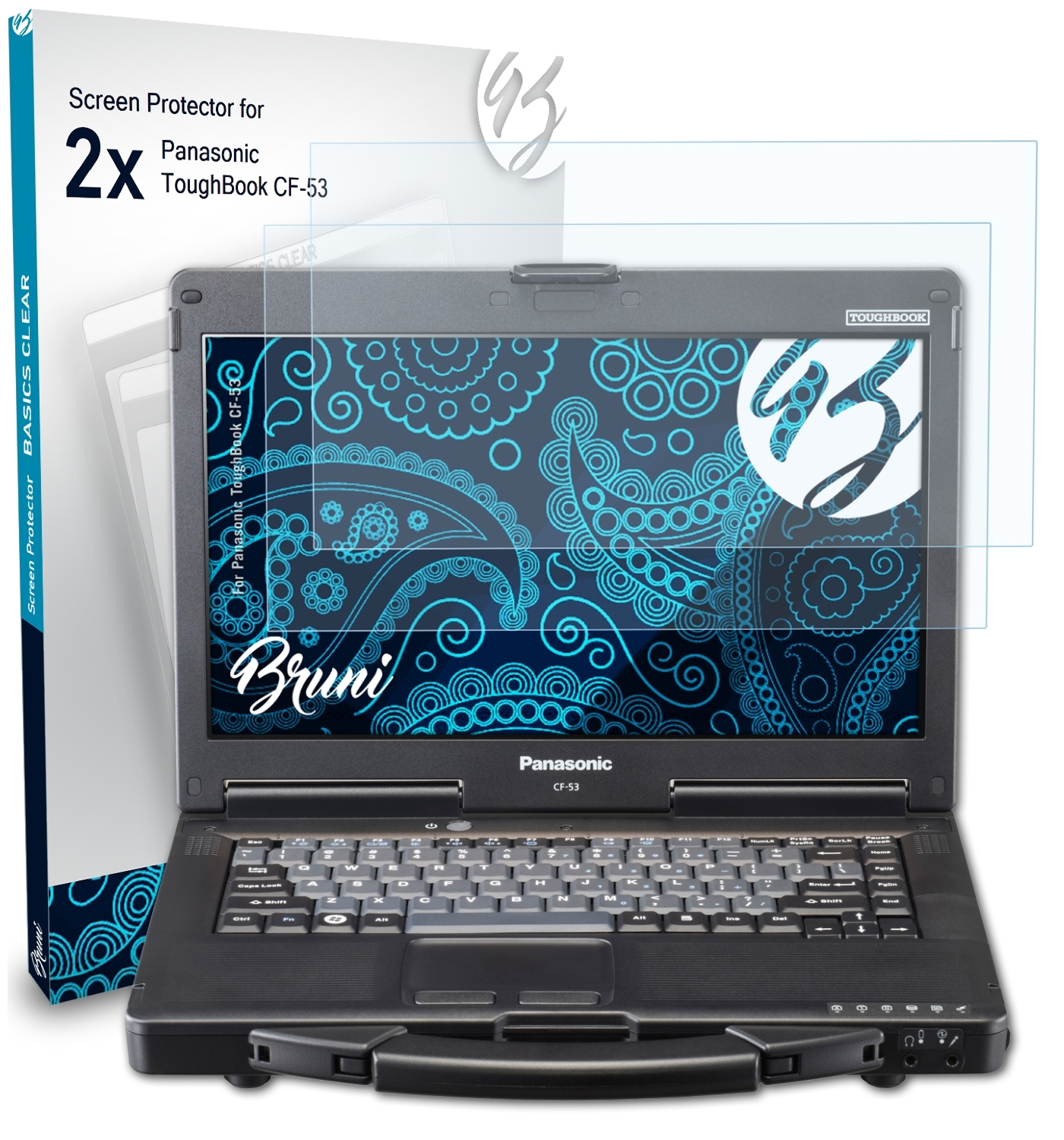 2x Schutzfolie(für Panasonic CF-53) BRUNI ToughBook Basics-Clear