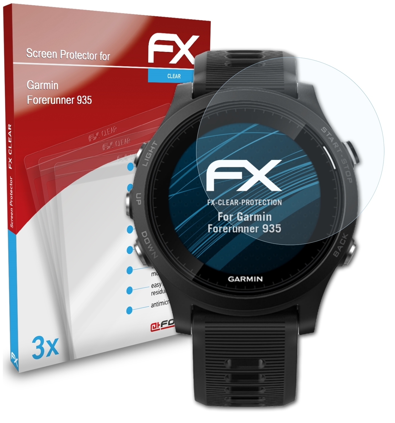 ATFOLIX 3x Garmin FX-Clear Displayschutz(für Forerunner 935)