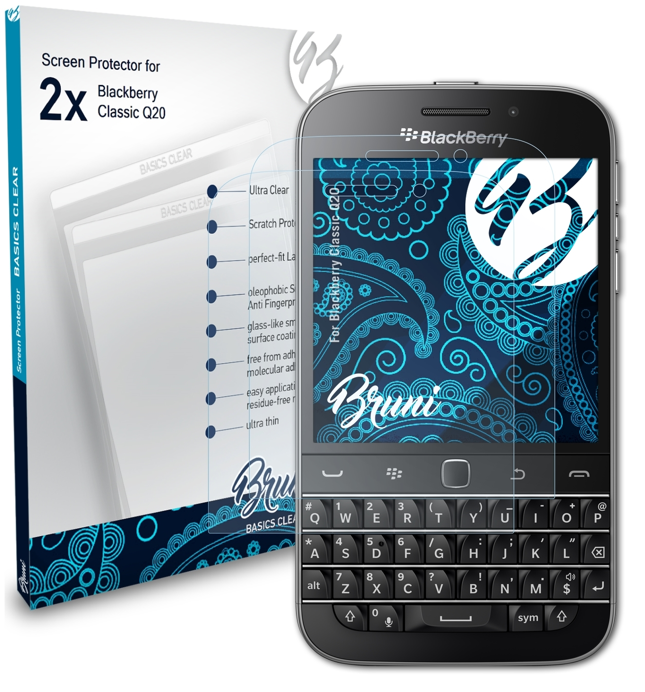 Blackberry BRUNI (Q20)) Schutzfolie(für Classic Basics-Clear 2x