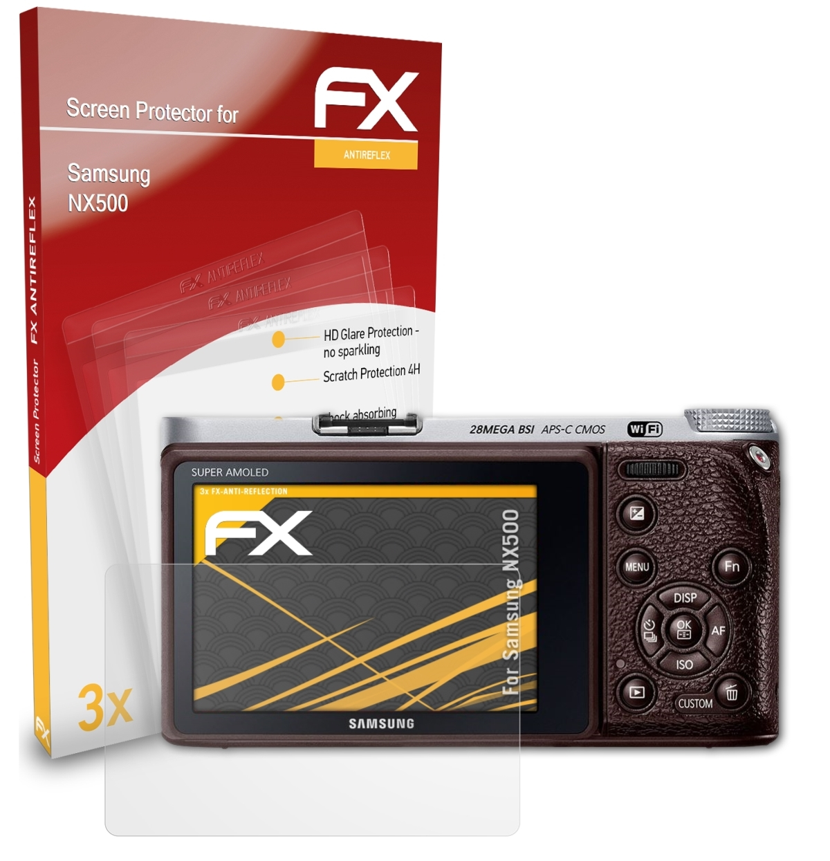 Samsung ATFOLIX FX-Antireflex 3x NX500) Displayschutz(für