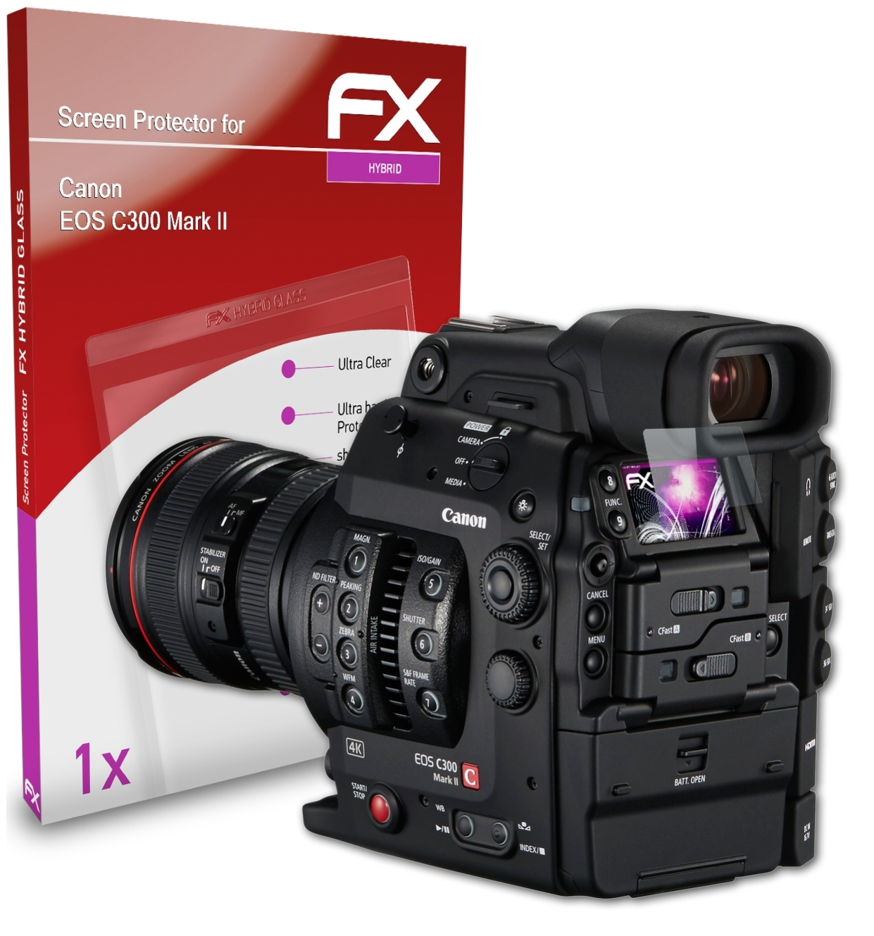 ATFOLIX FX-Hybrid-Glass Schutzglas(für Canon EOS Mark II) C300