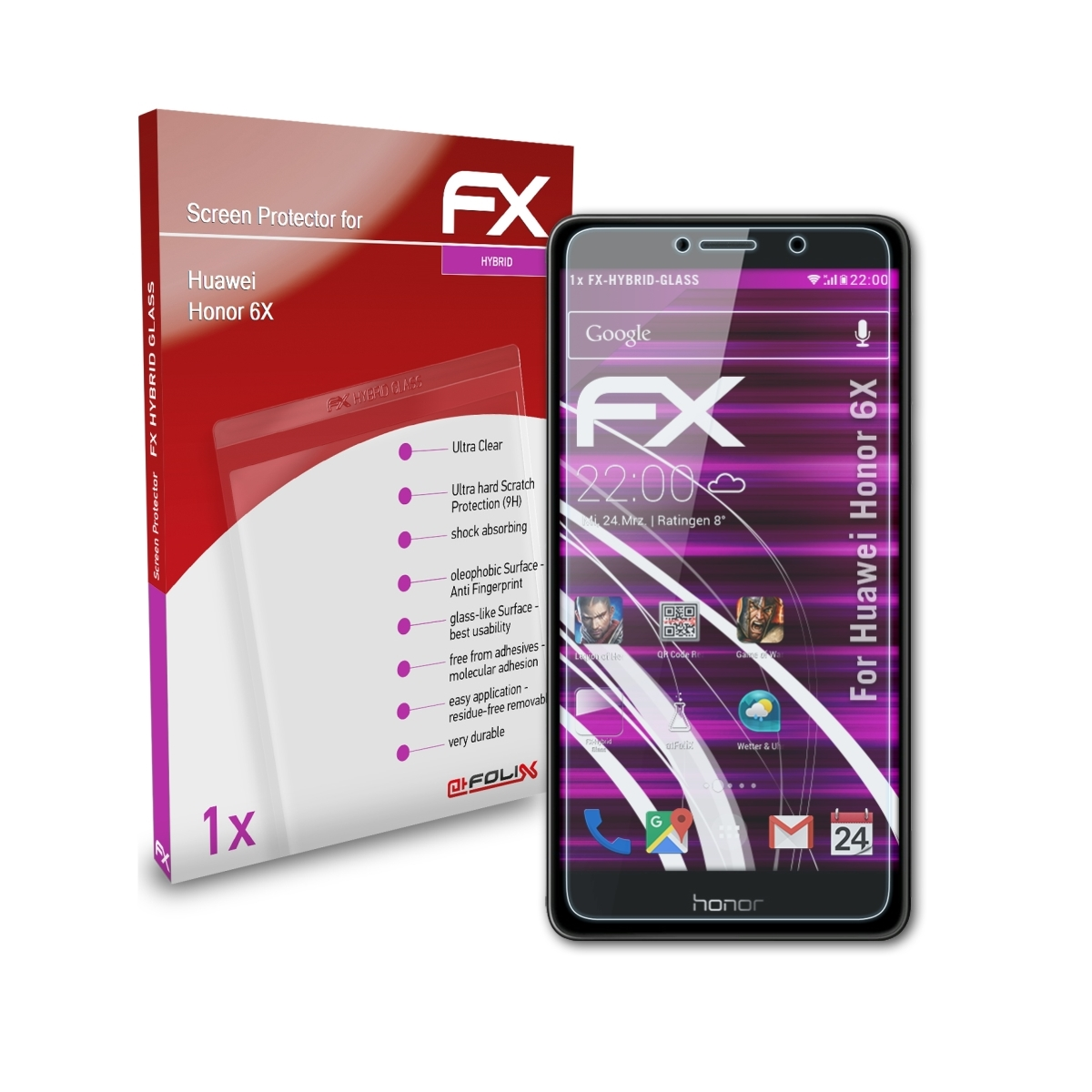 ATFOLIX FX-Hybrid-Glass Schutzglas(für Huawei Honor 6X)