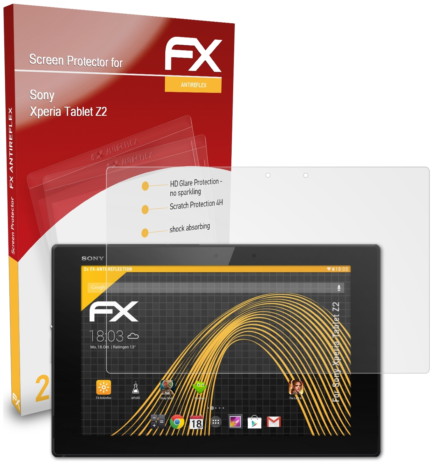 Z2) 2x Tablet Xperia ATFOLIX Sony FX-Antireflex Displayschutz(für
