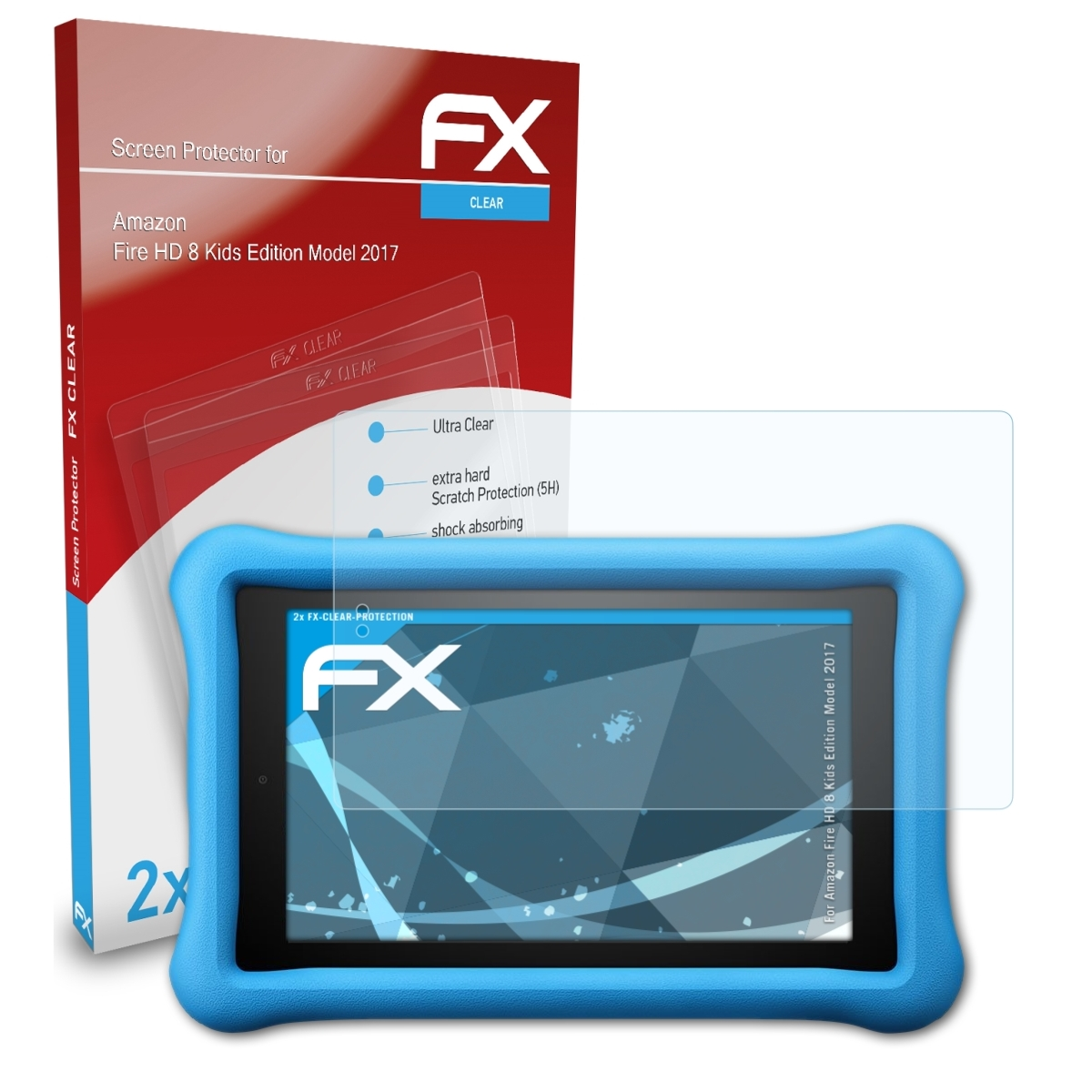 (Model HD Amazon 2017)) FX-Clear Fire Displayschutz(für Kids Edition 8 ATFOLIX 2x