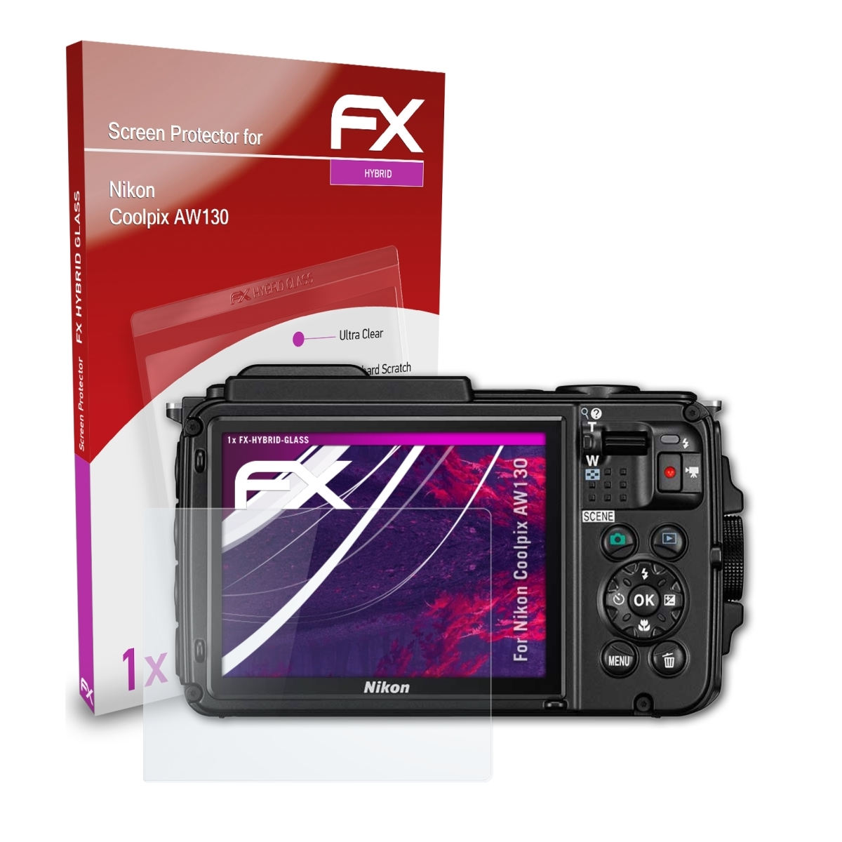 FX-Hybrid-Glass ATFOLIX AW130) Schutzglas(für Coolpix Nikon