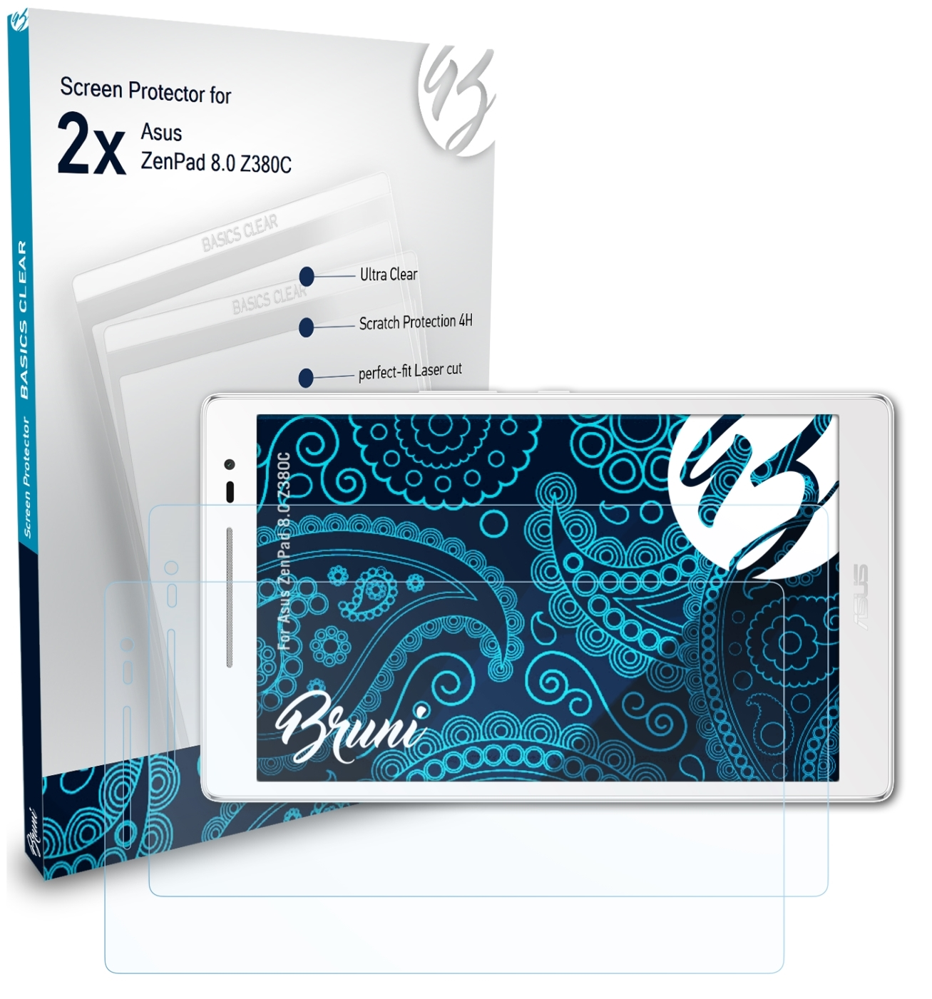 Asus ZenPad BRUNI 2x Basics-Clear 8.0 Schutzfolie(für (Z380C))