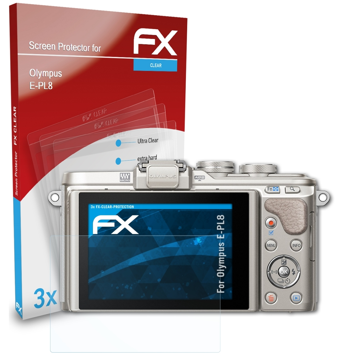 Olympus 3x E-PL8) FX-Clear Displayschutz(für ATFOLIX