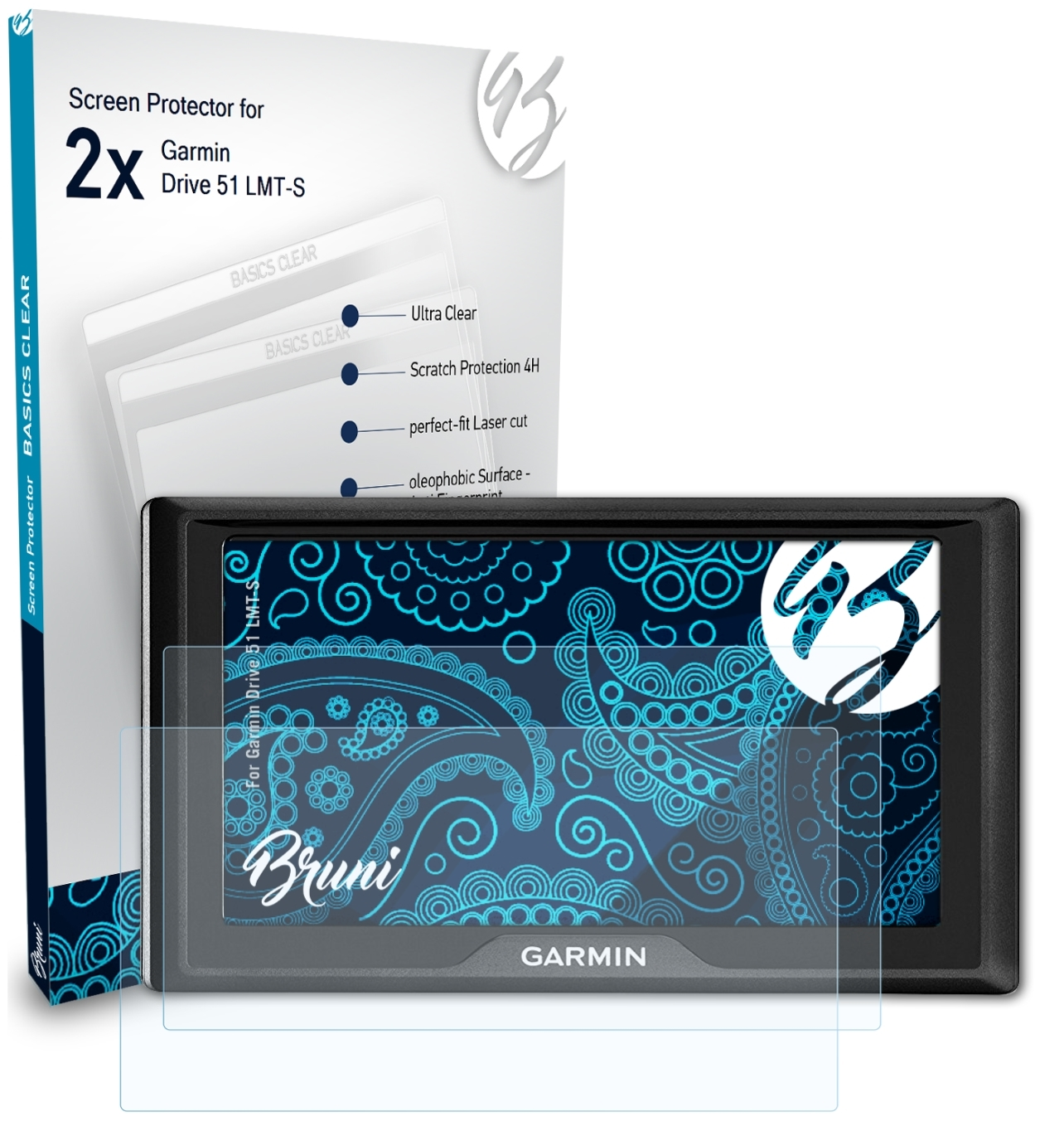 BRUNI Garmin Drive 2x Schutzfolie(für 51 LMT-S) Basics-Clear
