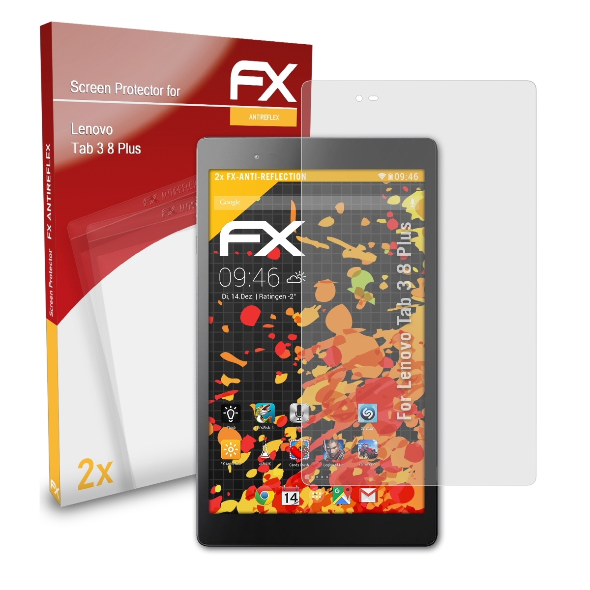 ATFOLIX 2x FX-Antireflex Displayschutz(für Lenovo Plus) 3 Tab 8