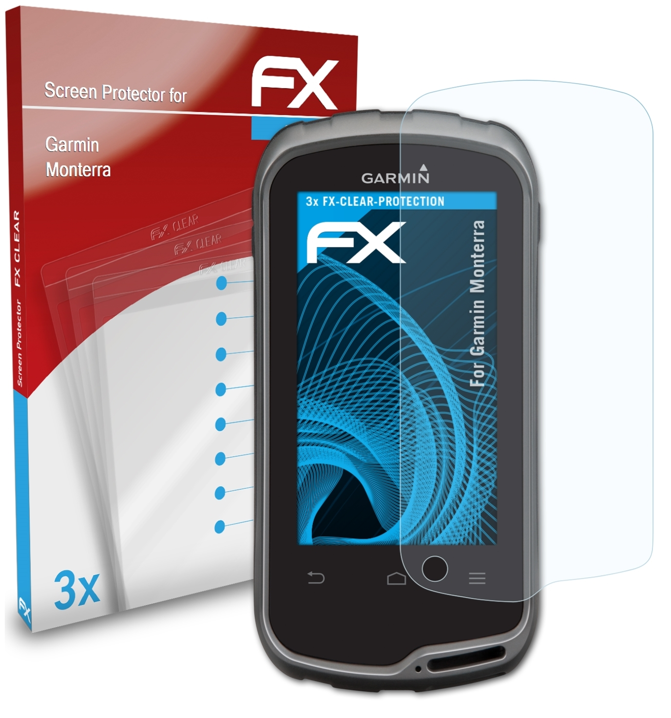 Monterra) 3x ATFOLIX FX-Clear Garmin Displayschutz(für
