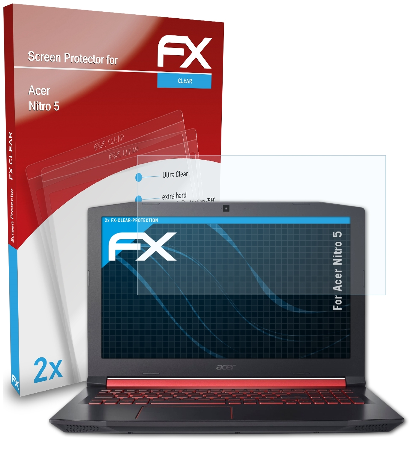 ATFOLIX 2x FX-Clear Displayschutz(für Acer Nitro 5)