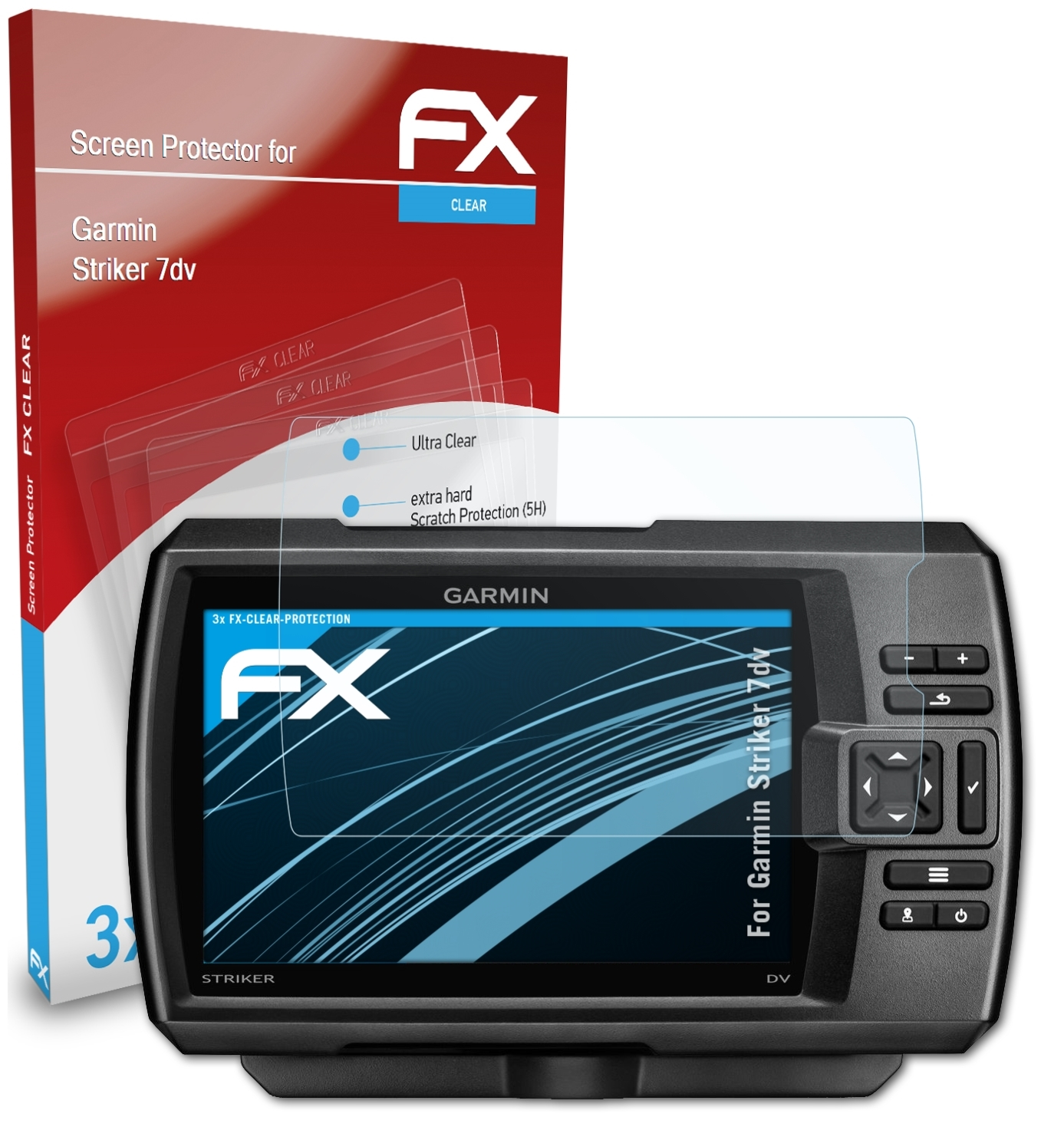 7dv) FX-Clear Garmin 3x ATFOLIX Striker Displayschutz(für