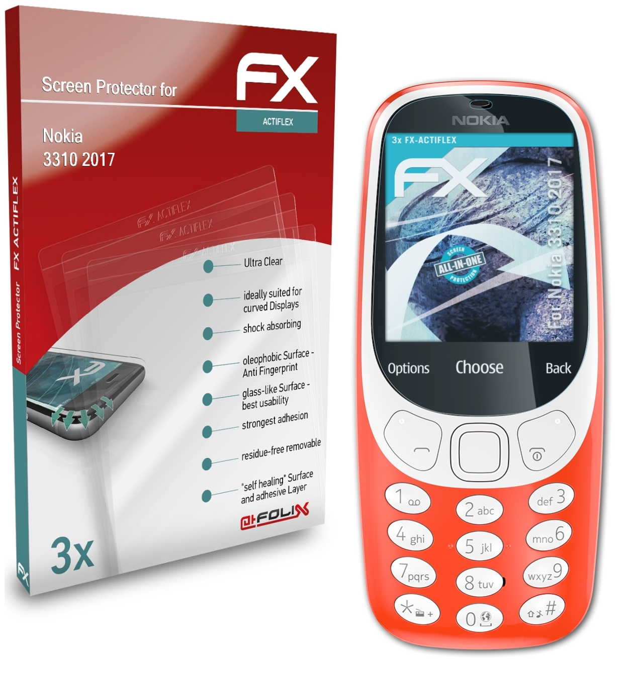 ATFOLIX 3x FX-ActiFleX Nokia (2017)) 3310 Displayschutz(für