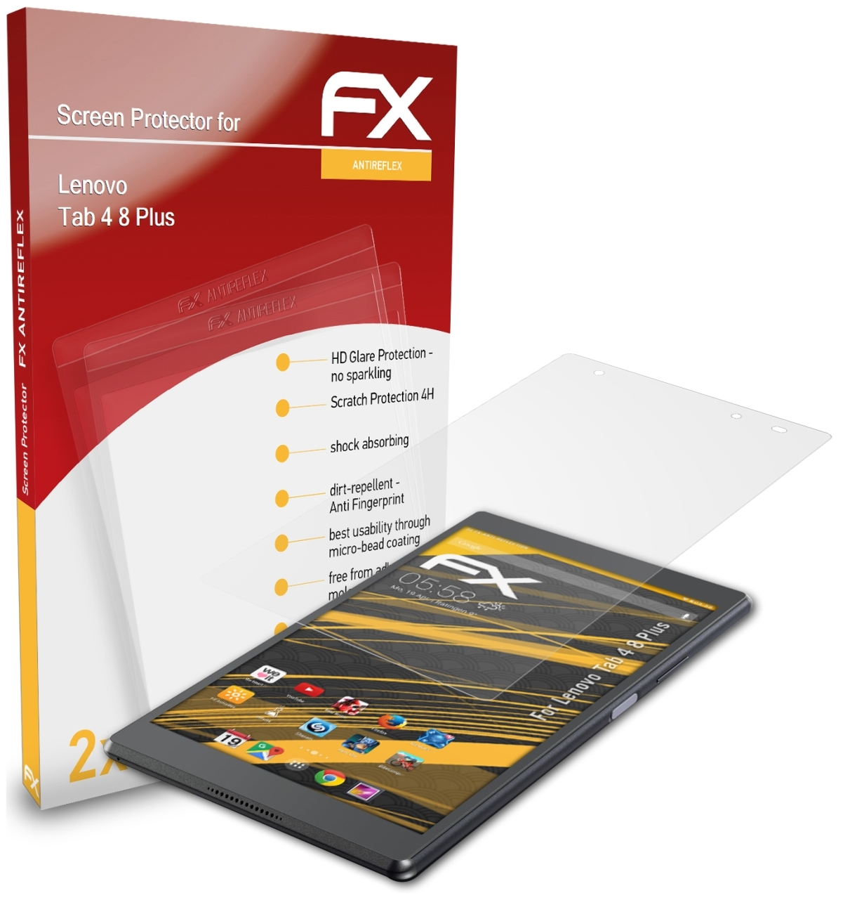 8 Lenovo Displayschutz(für Plus) FX-Antireflex Tab 4 2x ATFOLIX
