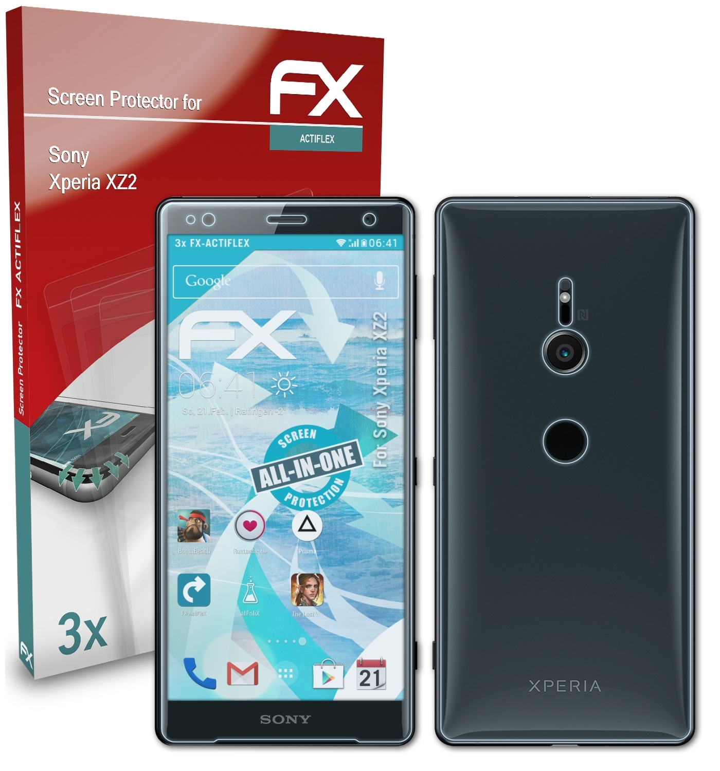 ATFOLIX 3x FX-ActiFleX Xperia XZ2) Sony Displayschutz(für