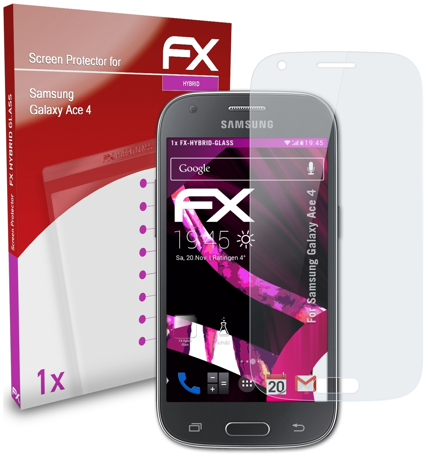 ATFOLIX FX-Hybrid-Glass 4) Samsung Ace Schutzglas(für Galaxy