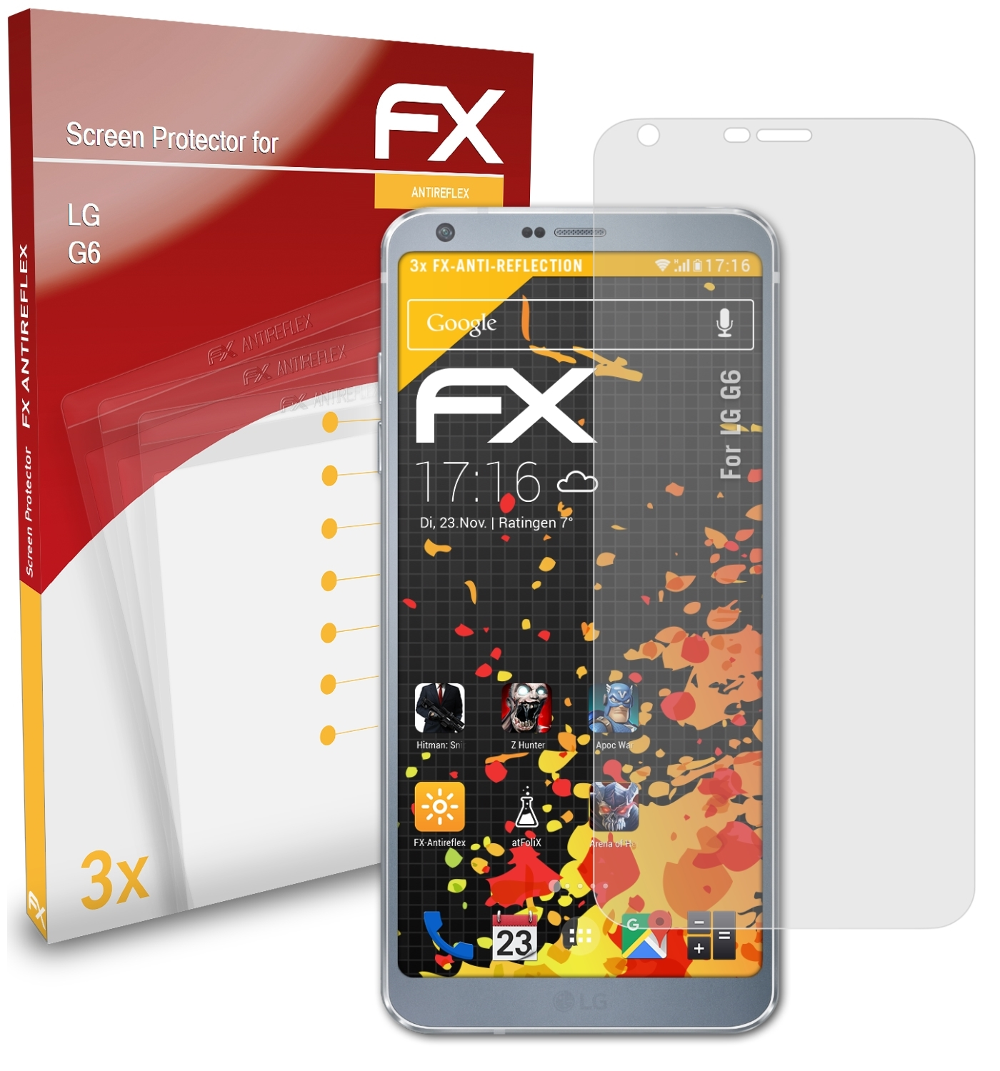 3x ATFOLIX FX-Antireflex LG Displayschutz(für G6)