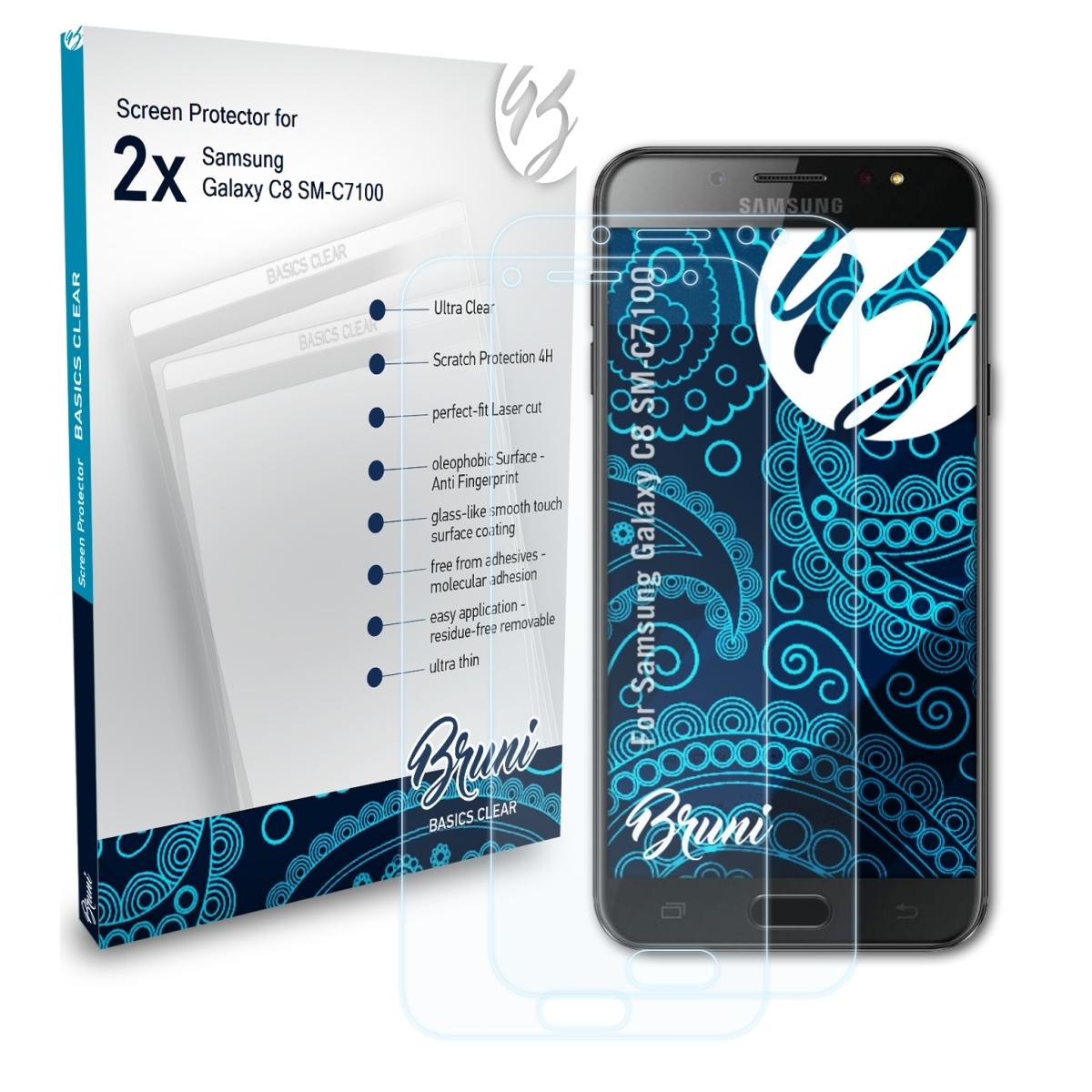 BRUNI Basics-Clear C8 Schutzfolie(für (SM-C7100)) Galaxy Samsung 2x