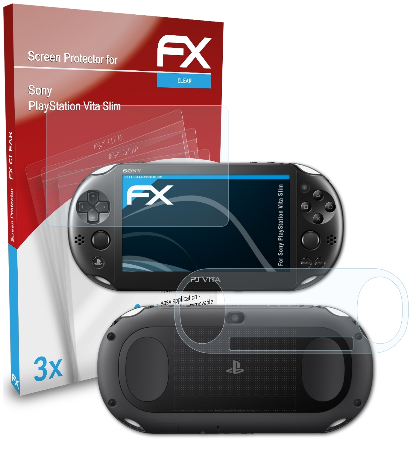 ATFOLIX 3x PlayStation Displayschutz(für Slim) Vita Sony FX-Clear