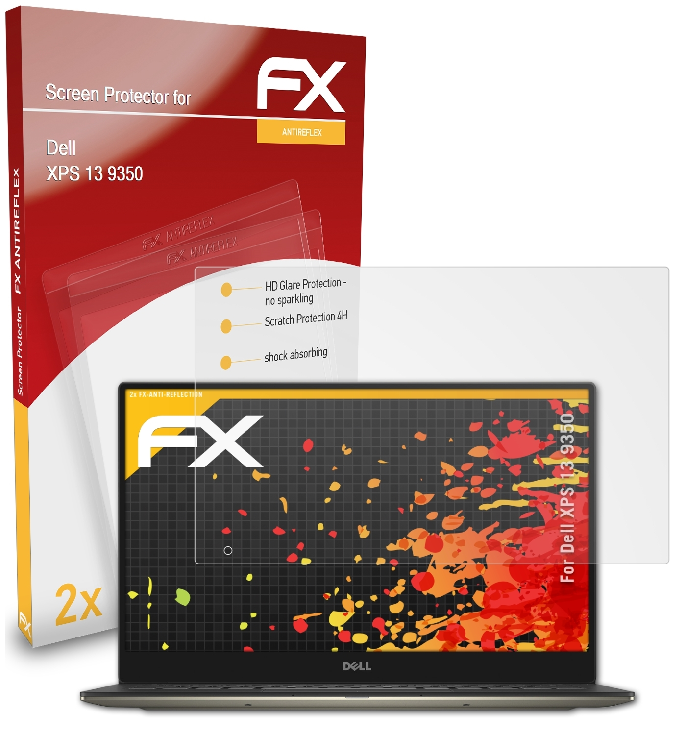 ATFOLIX 2x FX-Antireflex Displayschutz(für Dell (9350)) XPS 13