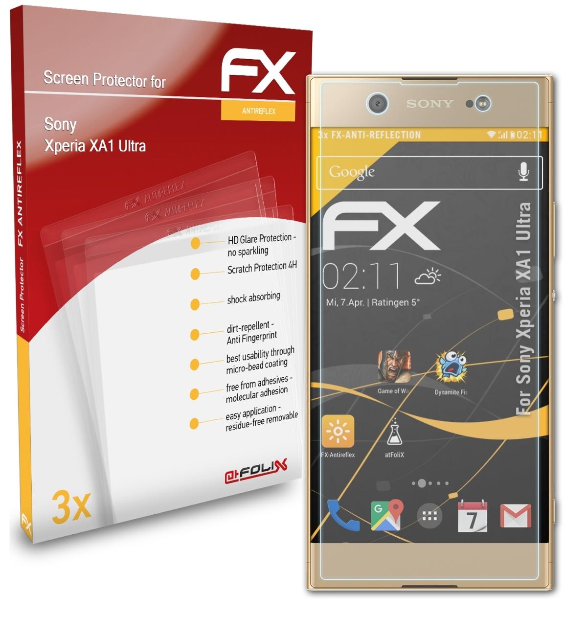 ATFOLIX 3x FX-Antireflex Displayschutz(für Sony Ultra) XA1 Xperia