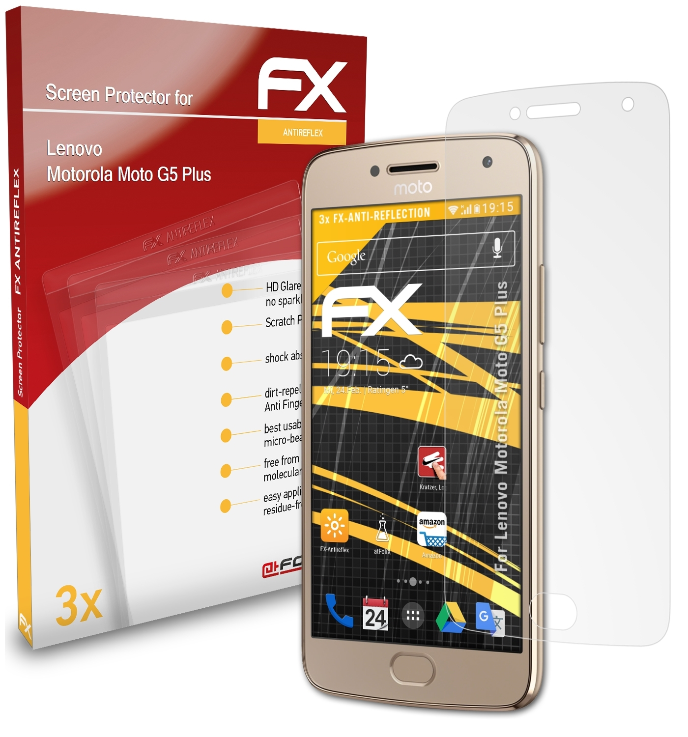 G5 Lenovo Motorola 3x FX-Antireflex Plus) ATFOLIX Displayschutz(für Moto