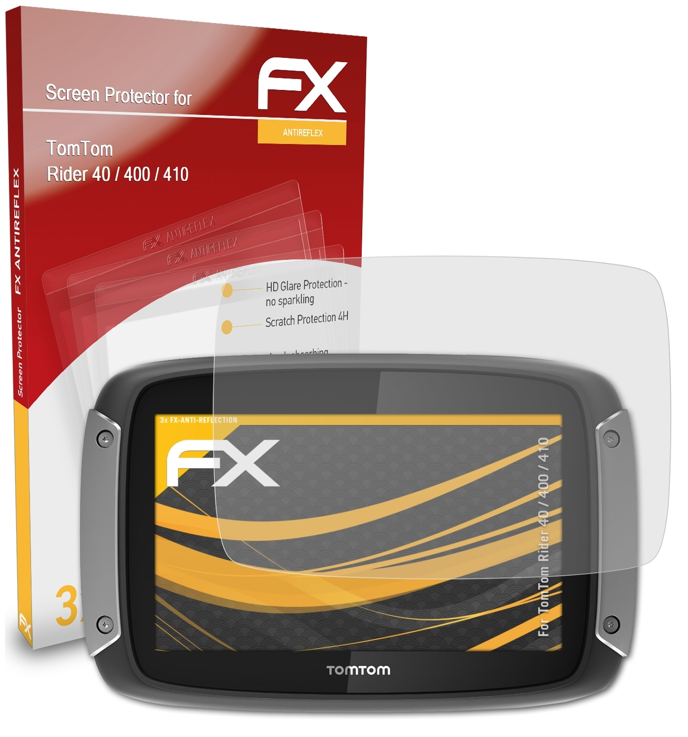 ATFOLIX 3x / Displayschutz(für 400 40 / TomTom 410) Rider FX-Antireflex