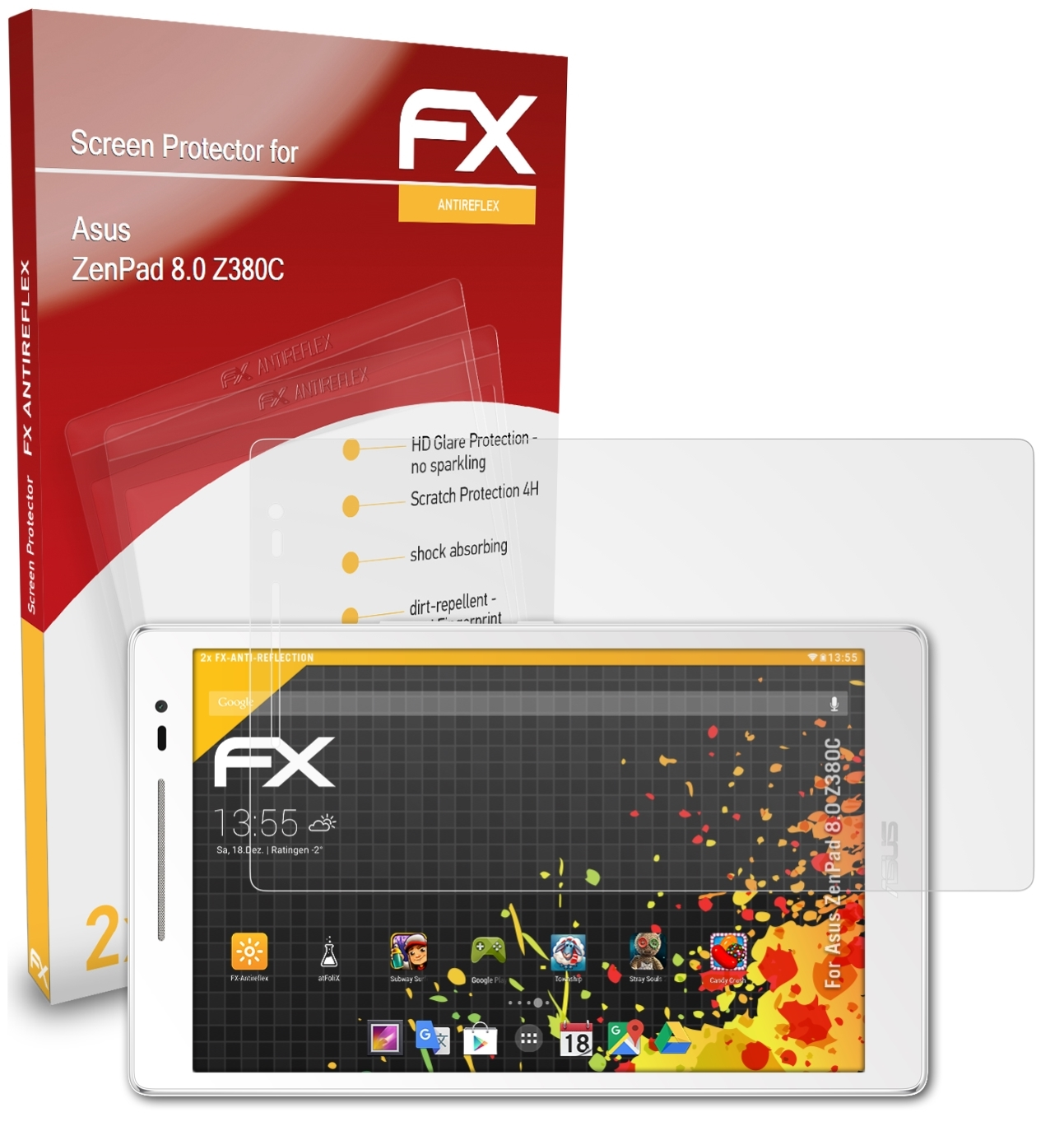 ATFOLIX 2x FX-Antireflex Displayschutz(für 8.0 ZenPad (Z380C)) Asus